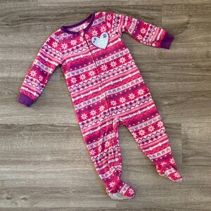 Kids Headquarters baby girls winter print fleece zip up footie